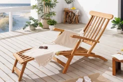 Riess-Ambiente Gartenstühle > Massive Gartenliege EMPIRE TEAK 175cm natur Teakholz Deckchair verstellbar
