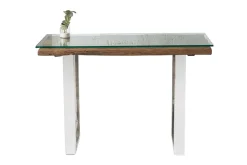 Riess-Ambiente Mehr...|Konsolentische > Massive Konsole BARRACUDA 120cm Teak mit Stahl Kufenfüßen inkl. Glasplatte