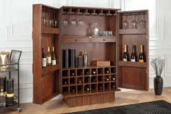 Riess-Ambiente Mehr...|Massivholzschränke > Massiver Barschrank ART DECO 140cm braun Mangoholz 3D-Front Highboard Flaschenregal