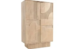 Riess-Ambiente Mehr...|Massivholzschränke > Massiver Barschrank ART DECO 140cm weiß gekälkt Mangoholz 3D-Front Highboard