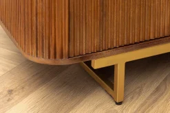 Riess-Ambiente Mehr...|Massivholzschränke > Massiver Barschrank GATSBY 140cm braun Mangoholz gold Metallgestell Retro
