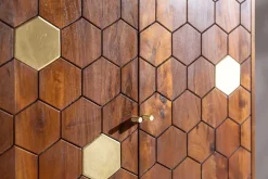 Riess-Ambiente Goldene Möbel|Retro Möbel > Massiver Barschrank MYSTIC LIVING 75cm Akazie braun gold Retro Design