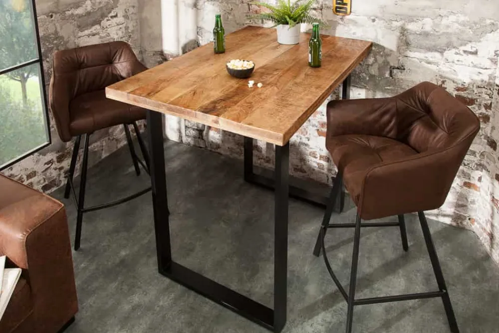 Riess-Ambiente Mehr...|Mehr... > Massiver Bartisch IRON CRAFT 120cm natur Mangoholz Stehtisch Industrial Design