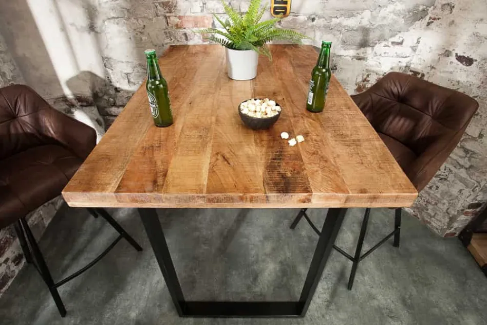Riess-Ambiente Mehr...|Mehr... > Massiver Bartisch IRON CRAFT 120cm natur Mangoholz Stehtisch Industrial Design
