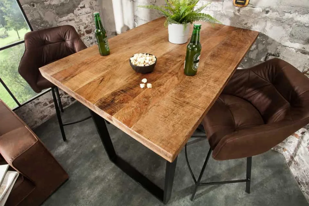 Riess-Ambiente Mehr...|Mehr... > Massiver Bartisch IRON CRAFT 120cm natur Mangoholz Stehtisch Industrial Design