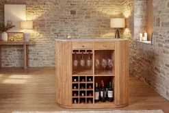 Riess-Ambiente Mehr...|Massivholztische > Massiver Bartisch TRES CHIC 120cm braun Mangoholz weiß Marmor mit Flaschenregal