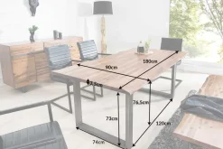 Riess-Ambiente Esstische|Mehr... > Massiver Baumstamm Esstisch GENESIS 180cm Akazie Baumkante Kufengestell Industrial Finish