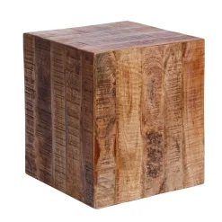 Riess-Ambiente Beistelltische|Mehr... > Massiver Beistelltisch FACTORY 45cm natur Mangoholz geflammt auf Rollen
