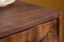 Riess-Ambiente Mehr...|Massivholztische > Massiver Beistelltisch MYSTIC LIVING 40cm Akazie braun 3D Oberfläche Nachttisch
