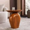 Riess-Ambiente Mehr...|Massivholz Beistelltische > Massiver Beistelltisch ORGANIC 50cm braun Mangoholz oval Säulenfuß