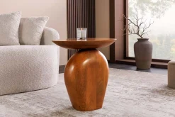 Riess-Ambiente Mehr...|Massivholz Beistelltische > Massiver Beistelltisch ORGANIC 50cm braun Mangoholz oval Säulenfuß