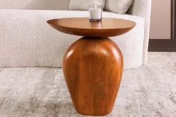 Riess-Ambiente Mehr...|Massivholz Beistelltische > Massiver Beistelltisch ORGANIC 50cm braun Mangoholz oval Säulenfuß