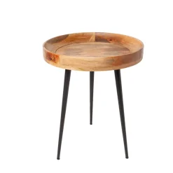 Riess-Ambiente Mehr...|Massivholztische > Massiver Beistelltisch PURE NATURE 45cm natur Mangoholz rund mit schwarzen Metallbeinen