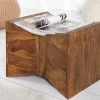 Riess-Ambiente Mehr...|Mehr... > Massiver Beistelltisch PYRAMID 35cm braun Sheeshamholz stone finish Maserung Hocker