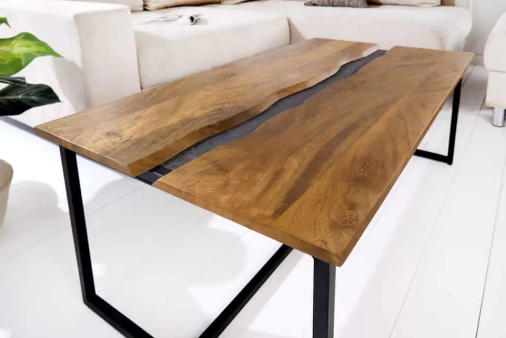 Riess-Ambiente Mehr...|Mehr... > Massiver Couchtisch AMAZONAS 110cm Mangoholz Metall schwarz Baumkante Honey Finish