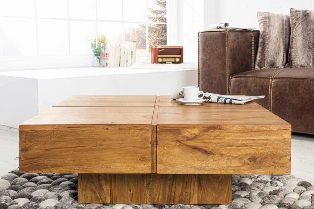 Riess-Ambiente Couchtische & Truhen > Massiver Couchtisch BOLT 70cm braun Mangoholz honey finish handmade