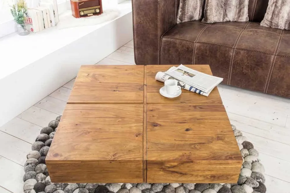 Riess-Ambiente Couchtische & Truhen > Massiver Couchtisch BOLT 70cm braun Mangoholz honey finish handmade