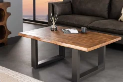 Riess-Ambiente Mehr...|Massivholztische > Massiver Couchtisch GENESIS 110cm braun anthrazit Akazie Baumkante Kufengestell