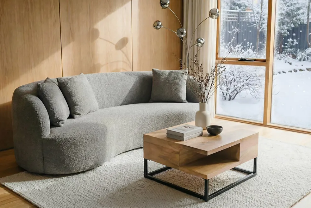 Riess-Ambiente Mehr...|Couchtische > Massiver Couchtisch GIANT 60cm natur Mangoholz cream finish Metall schwarz Ablage