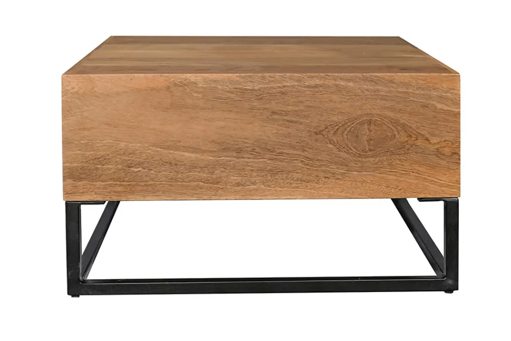 Riess-Ambiente Mehr...|Couchtische > Massiver Couchtisch GIANT 60cm natur Mangoholz cream finish Metall schwarz Ablage