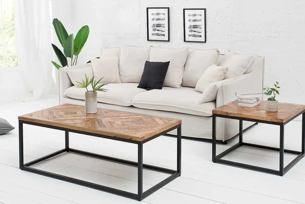 Riess-Ambiente Couchtische & Truhen|Mehr... > Massiver Couchtisch INFINITY HOME 100cm Mangoholz Industrial Design