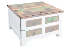 Riess-Ambiente Mehr...|Couchtische > Massiver Couchtisch JAKARTA 70cm weiß bunt Holz Truhe aus recycelten Fischerbooten mit Schubladen