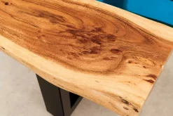 Riess-Ambiente Mehr...|Couchtische > Massiver Couchtisch LIQUID 110cm braun Akazienholz Baumkante schwarz Eisen blau