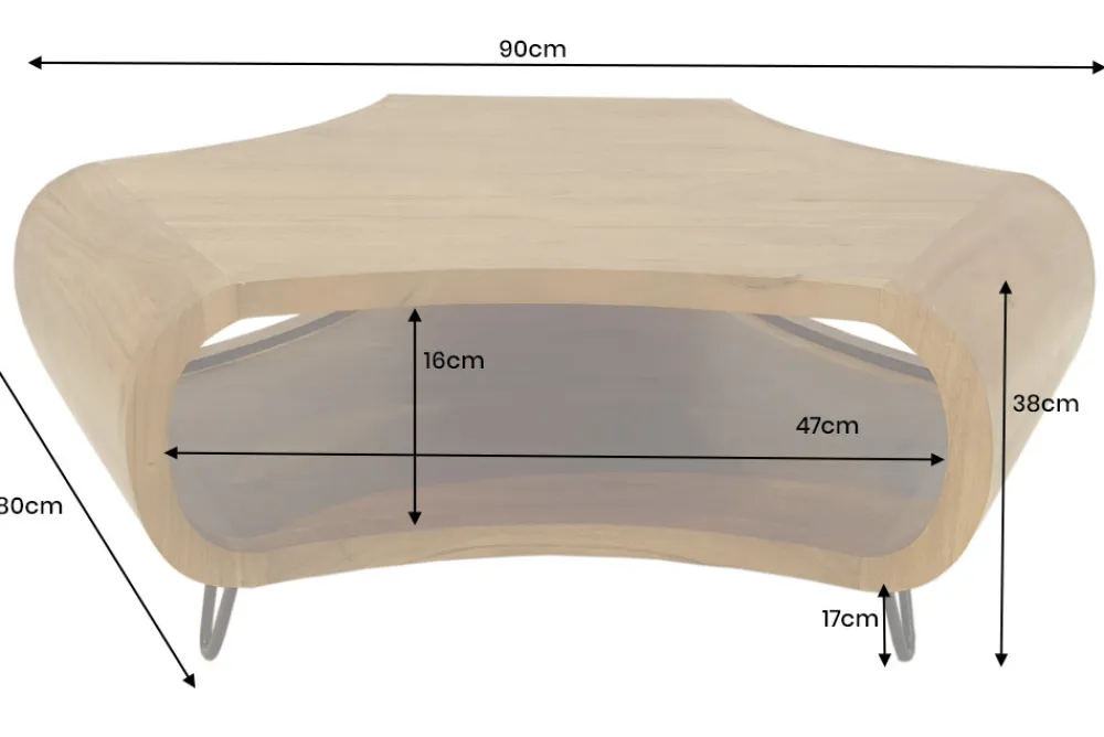 Riess-Ambiente Mehr...|Couchtische > Massiver Couchtisch ORGANIC LIVING 90cm braun honey finish Akazienholz mit Stauraum