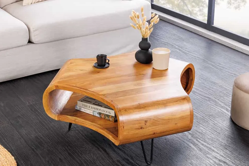 Riess-Ambiente Mehr...|Couchtische > Massiver Couchtisch ORGANIC LIVING 90cm braun honey finish Akazienholz mit Stauraum