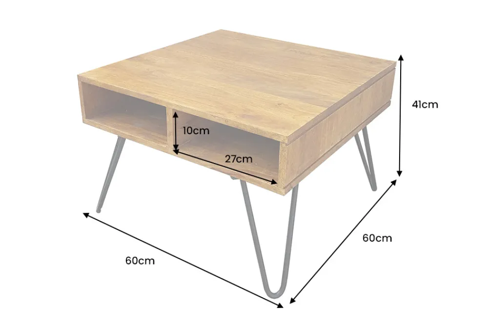 Riess-Ambiente Couchtische & Truhen|Retro Möbel > Massiver Couchtisch SCORPION 60cm braun honey finish Mangoholz mit Hairpin Legs
