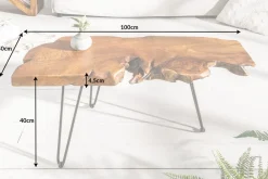 Riess-Ambiente Mehr...|Couchtische > Massiver Couchtisch WILD 100cm Teak Massivholz Baumscheibe Hairpin Legs