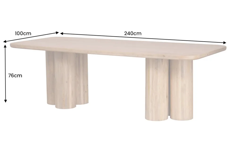 Riess-Ambiente Esstische > Massiver Esstisch ART DECO 240cm natur Mangoholz mit Säulenfüßen