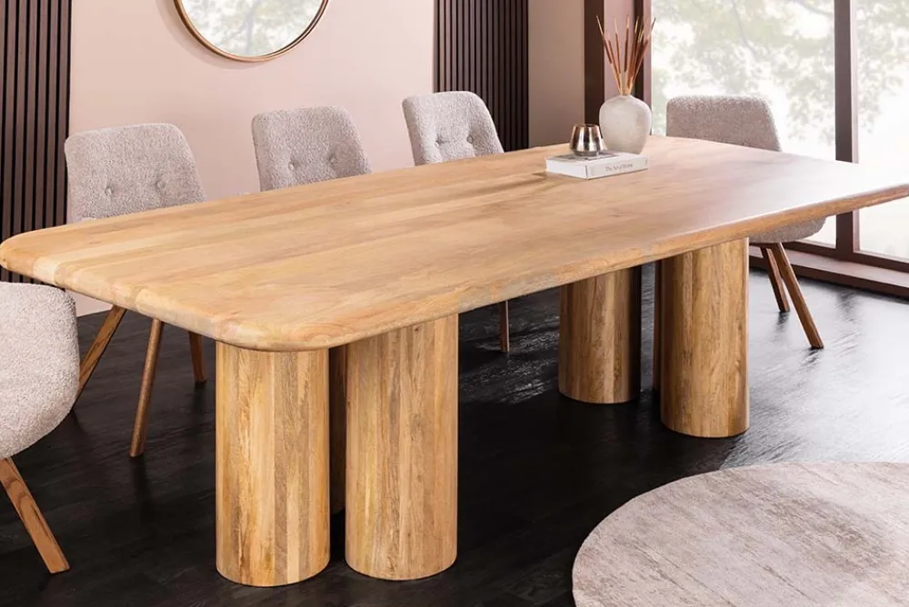 Riess-Ambiente Esstische > Massiver Esstisch ART DECO 240cm natur Mangoholz mit Säulenfüßen