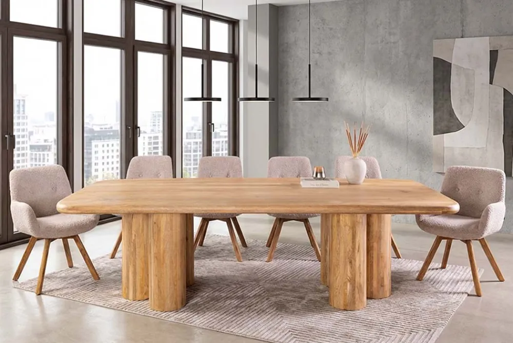 Riess-Ambiente Esstische > Massiver Esstisch ART DECO 240cm natur Mangoholz mit Säulenfüßen