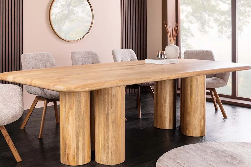 Riess-Ambiente Esstische > Massiver Esstisch ART DECO 240cm natur Mangoholz mit Säulenfüßen