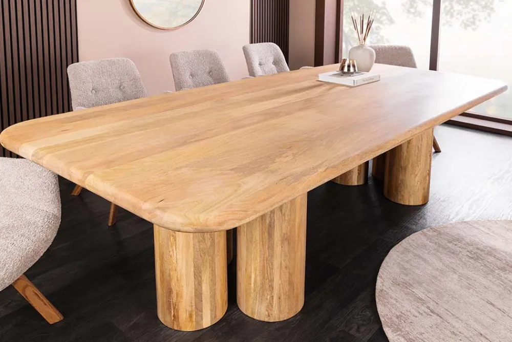 Riess-Ambiente Esstische > Massiver Esstisch ART DECO 240cm natur Mangoholz mit Säulenfüßen