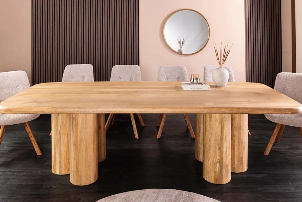Riess-Ambiente Esstische > Massiver Esstisch ART DECO 240cm natur Mangoholz mit Säulenfüßen
