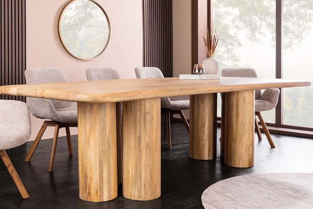 Riess-Ambiente Esstische > Massiver Esstisch ART DECO 240cm natur Mangoholz mit Säulenfüßen