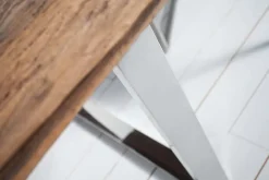 Riess-Ambiente Esstische|Mehr... > Massiver Esstisch BARRACUDA 180cm antik Teak Holz mit Stahl Kufenfüßen inkl. Glasplatte
