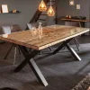 Riess-Ambiente Esstische|Mehr... > Massiver Esstisch BARRACUDA 180cm Teakholz inkl. Glasplatte mit X-Gestell