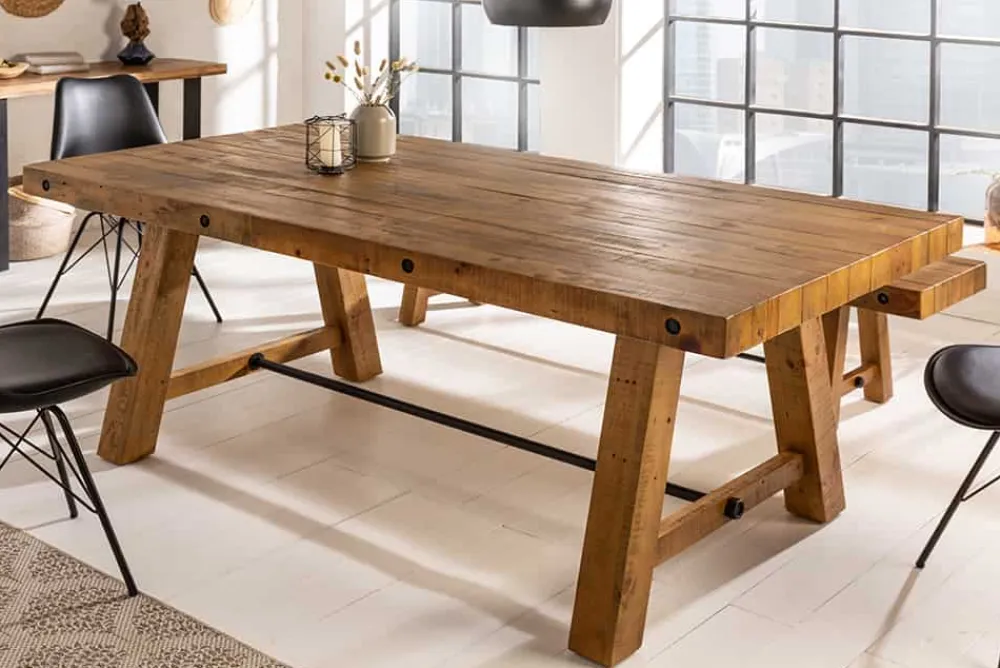 Riess-Ambiente Esstische|Mehr... > Massiver Esstisch FINCA 200cm vintage braun recyceltes Pinienholz Industrial Design