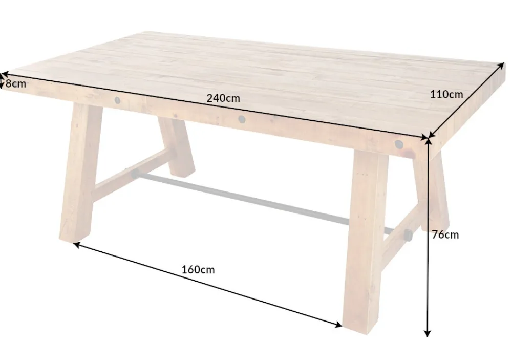 Riess-Ambiente Esstische|Mehr... > Massiver Esstisch FINCA 240cm vintage braun recyceltes Pinienholz Industrial Design