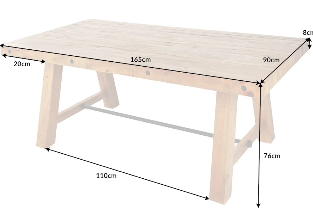 Riess-Ambiente Esstische|Mehr... > Massiver Esstisch FINCA 165cm vintage braun recyceltes Pinienholz Industrial Design