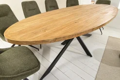 Riess-Ambiente Mehr...|Massivholzesstische > Massiver Esstisch GALAXIE 240cm braun Mangoholz oval schwarz Eisen Sterngestell