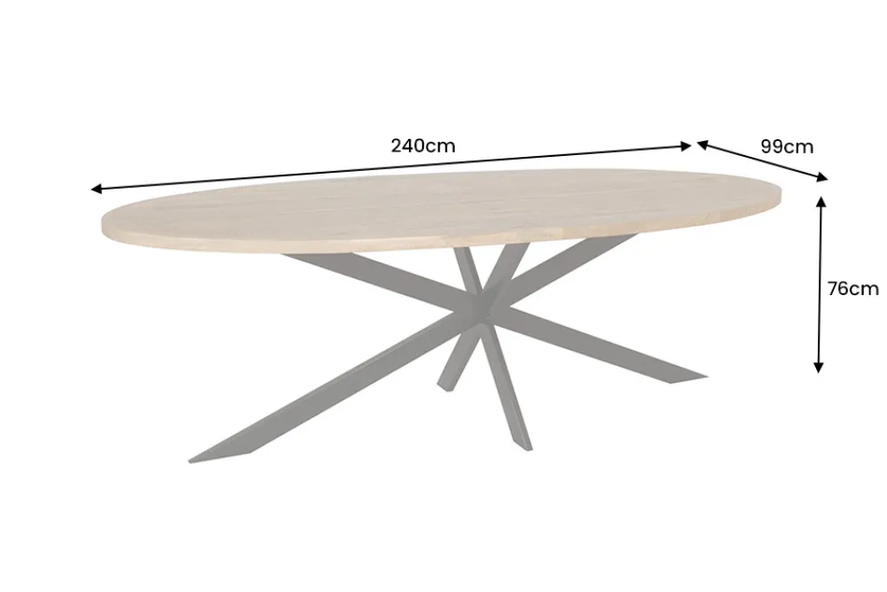 Riess-Ambiente Mehr...|Massivholzesstische > Massiver Esstisch GALAXIE 240cm braun Mangoholz oval schwarz Eisen Sterngestell