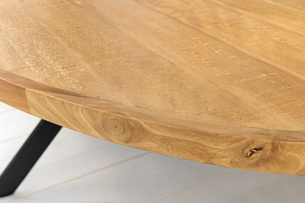 Riess-Ambiente Mehr...|Massivholzesstische > Massiver Esstisch GALAXIE 240cm braun Mangoholz oval schwarz Eisen Sterngestell