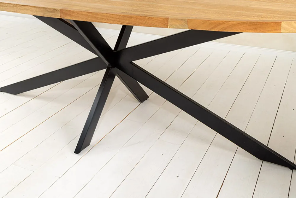 Riess-Ambiente Mehr...|Massivholzesstische > Massiver Esstisch GALAXIE 240cm braun Mangoholz oval schwarz Eisen Sterngestell