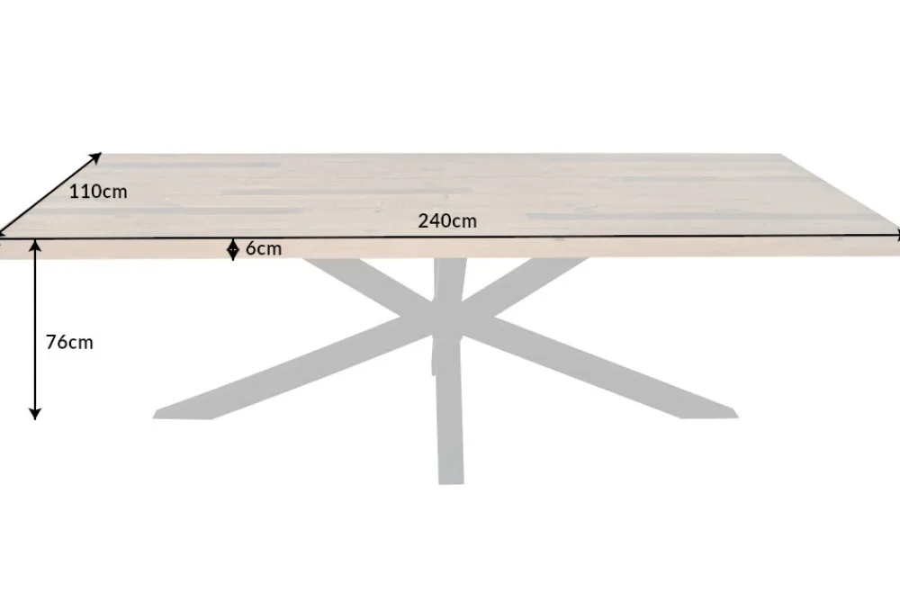 Riess-Ambiente Esstische|Mehr... > Massiver Esstisch GALAXIE 240cm vintage braun recyceltes Pinienholz schwarzes Stahlgestell