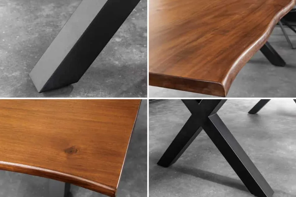 Riess-Ambiente Esstische|Mehr... > Massiver Esstisch GENESIS 200cm braun Akazienholz schwarz X-Gestell Baumkante