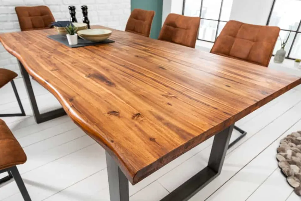 Riess-Ambiente Esstische|Mehr... > Massiver Esstisch GENESIS 180cm braun Akazienholz Baumkante Eisengestell Industrial